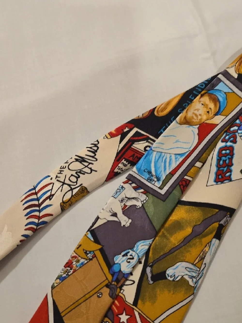 Nicole Miller Multicolor Old Time Baseball‎ Novelty Print Silk Men's Vintage Tie